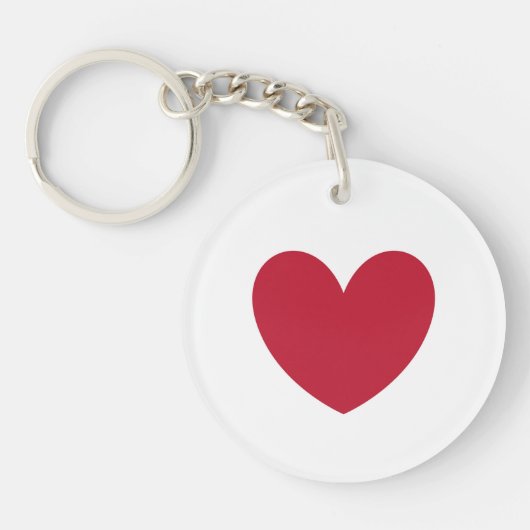 赤いハートオン白 キーホルダー (正面)