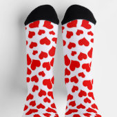 赤いハートオン白 ソックス (上部)