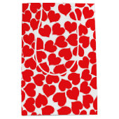 赤いハートオン白 ミディアムペーパーバッグ (正面)