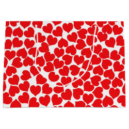 赤いハートオン白 ラージペーパーバッグ