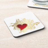 赤いハートオン金ゴールドフィリグリー コースター (左側)