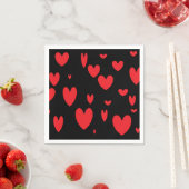 赤いハートオン黒 スタンダードカクテルナプキン (インサイチュ)