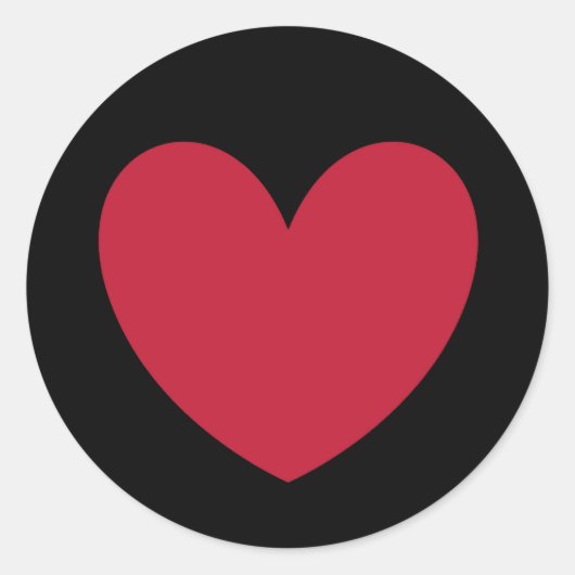 赤いハートオン黒 ラウンドシール (正面)