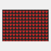 赤いハートオン黒 ラッピングペーパーシート (正面3)
