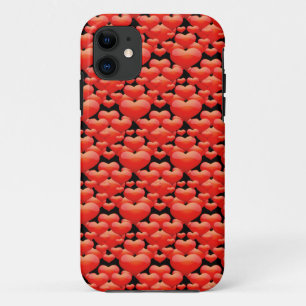 赤いハートオン黒 iPhone 11 ケース