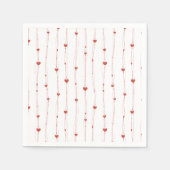 赤いハートオンRibbonsシームレスパターンバレンタイン スタンダードカクテルナプキン (正面)