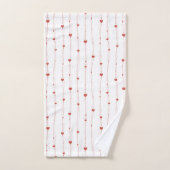 赤いハートオンRibbonsシームレスパターンバレンタイン バスタオルセット (ハンドタオル)