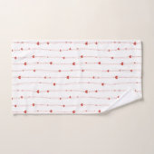 赤いハートオンRibbonsシームレスパターンバレンタイン バスタオルセット (ハンドタオル)