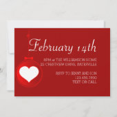 赤いハートオーナメントバレンタインパーティの招待状 招待状 (裏面)