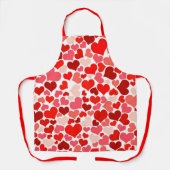 赤いハートオールオーバープリントエプロン エプロン (正面)