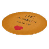 赤いハートカスタマイズ可能な家族の名前かわいい カッティングボード (角)