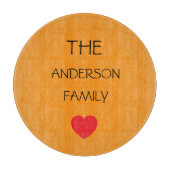赤いハートカスタマイズ可能な家族の名前かわいい カッティングボード (正面)