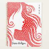 赤いハートカスタムの女性シルエット |ボンボヤージュ プランナー手帳 (正面)