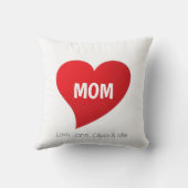 赤いハートカスタムの母さん白文字かわいい クッション (裏面)
