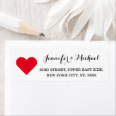 赤いハートカスタムエレガントなウェディングバレンタインデー ラベル (インサイチュ)