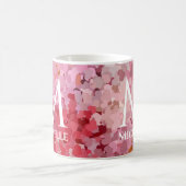 赤いハートカスタムテンプレートモノグラムイニシャル コーヒーマグカップ (中央)