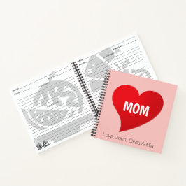 赤いハートカスタムピンクレシピ本 ノートブック