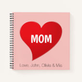 赤いハートカスタムピンクレシピ本 ノートブック (正面)