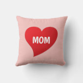 赤いハートカスタム母さん白文字ピンクかわいい クッション (裏面)