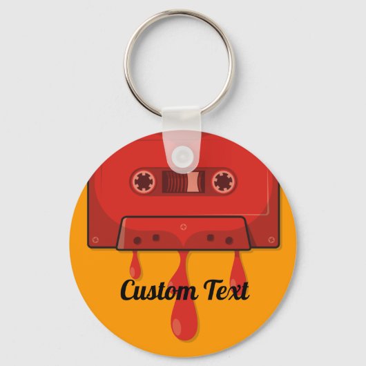 赤いハートカセットキーチェーン キーホルダー (正面)