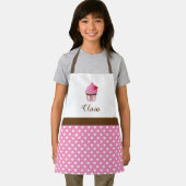 赤いハートカップケーキモノグラム エプロン (インサイチュ)