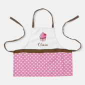 赤いハートカップケーキモノグラム エプロン (正面)
