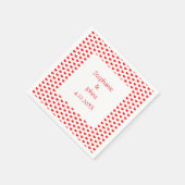 赤いハートカップルロマンチック名前をカスタムする結婚ズ スタンダードカクテルナプキン (角)