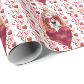 赤いハートカバリエスパニエル犬ドッグラバーバレンタイン ラッピングペーパー (ロールコーナー)