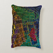 赤いハートカラフルモザイク アクセントクッション (裏面(縦))