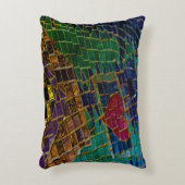 赤いハートカラフルモザイク アクセントクッション (正面(垂直))