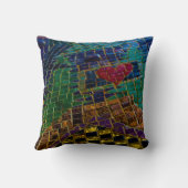 赤いハートカラフルモザイク クッション (裏面)