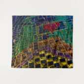 赤いハートカラフルモザイク タペストリー (正面(横))