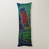 赤いハートカラフルモザイク ボディピロー (裏面 (縦))