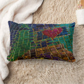 赤いハートカラフルモザイク ランバークッション (ブランケット)