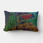 赤いハートカラフルモザイク ランバークッション (正面)