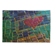 赤いハートカラフルモザイク 枕カバー (裏面-左)