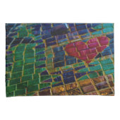 赤いハートカラフルモザイク 枕カバー (正面右)