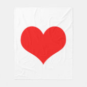 赤いハートカワイトバレンタインデー白カスタム フリースブランケット (正面)