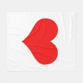 赤いハートカワイトバレンタインデー白カスタム フリースブランケット (正面(横))