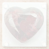 赤いハートガラスのコースター ガラスコースター (裏面)