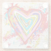 赤いハートガラスコースター ガラスコースター (裏面)