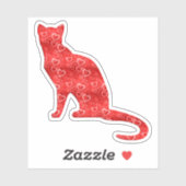赤いハートキャットラブコンター シール (シート)