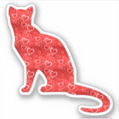 赤いハートキャットラブコンター シール (正面)