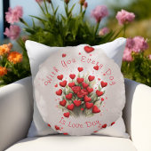 赤いハートキュートテディベア&バラバレンタインデー ラウンドクッション