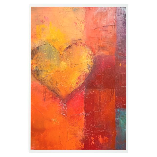 赤いハートクラシック油 メタルプリント (正面)