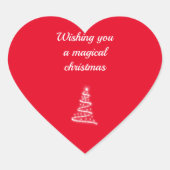赤いハートクリスマスステッカー ハートシール (正面)