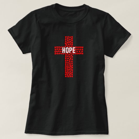 赤いハートクロス – 希望のTシャツのシンボル Tシャツ (デザイン正面)