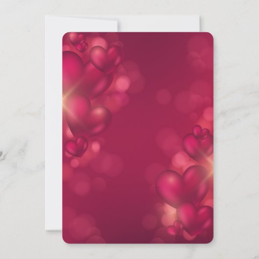 赤いハートグラスバレンタインデーナイトパーティー 招待状 (裏面)