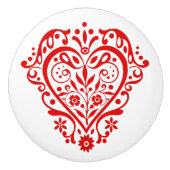 赤いハートグラフィックデザイン セラミックノブ (正面)