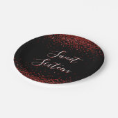 赤いハートグリッタースパークルSweet sixteen誕生日 ペーパープレート (アングル)